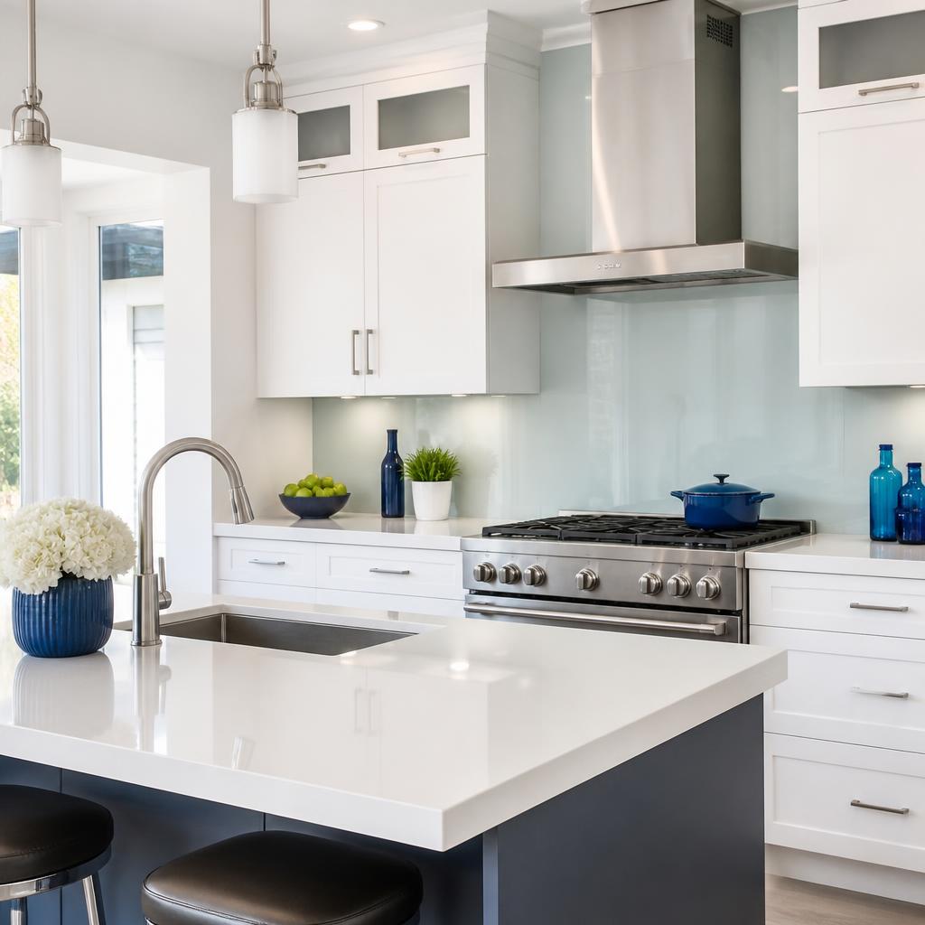 Cleaner wiping a kitchen countertop